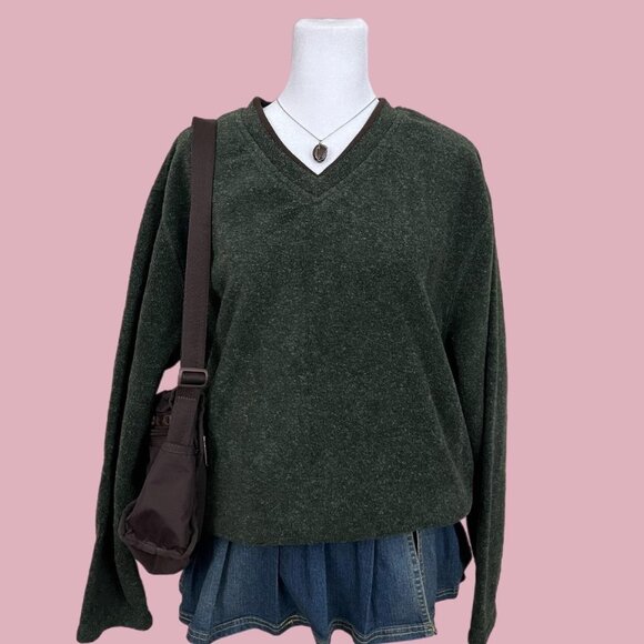 y2k green cozy granola fleece sweater - Picture 1 of 7